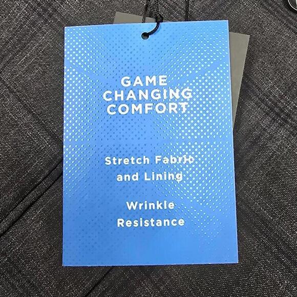 Big and Tall Plaid Stretch Fabric Regular Fit Suit Jacket | Shaquille O'Neal XLG - Picture 14 of 15